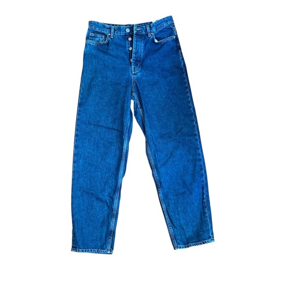 COS Tapered High Waisted Jeans Ankle Length Size 27 Medium Wash Button Fly - Picture 3 of 11